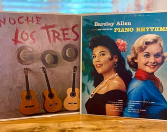 Twee Latijns-Amerikaanse 33 vinylplaten! Noche - Les Tres (1962) - sf-18900, Latin & American Piano Rhythms - Barclay Allen, L-1597, goede staat!