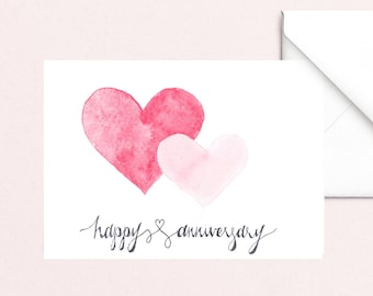 Happy Anniversary Card: Watercolor Anniversary Card for Husband, Anniversary Card for Wife, Wedding Anniversary Card