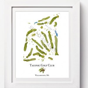 Taconic Golf Club: Golfplatz Karte, Massachusetts Golf Karte, PGA Golfplatz, Aquarell-Kurskarte, Golfplatz Geschenk, Golf Geschenk für Ihn