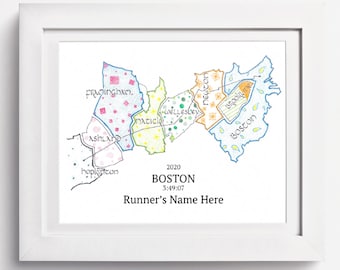 Personalized Boston Marathon Map Print: Custom Finisher Gift