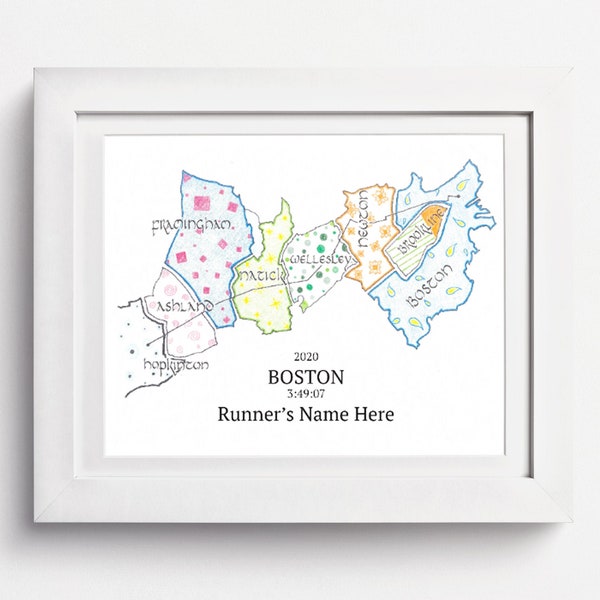 Boston Marathon 2021: Boston Marathon Map,  Personalized Marathon Gift, Boston Marathon Gift, Boston Marathon Finisher Custom Gift