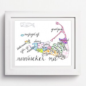 Nantucket Karte Druck: Nantucket Stadt Karte Kunst, Nantucket Island, Massachusetts, Madaket Art, Siasconset Karte, Sommer Cape and Islands