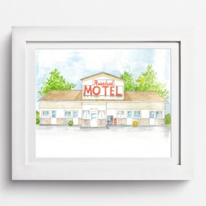 Rosebud Motel: Schitts Creek Motel, Schitts Creek Art, Motel Show Art Painting, Schitt's Creek Painting, Rose Apothecary, Cafe Tropical