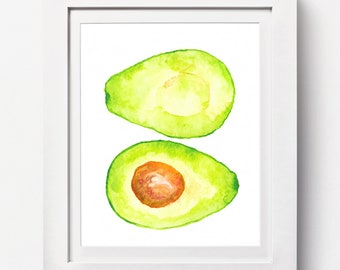 Avocado Watercolor Print: Art for Kitchen