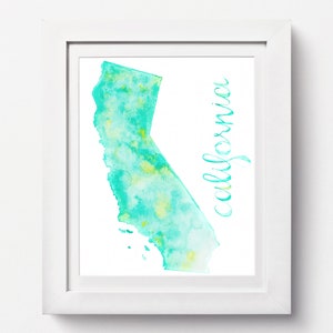 Kalifornien Karte: Kalifornien Aquarell Karte, Any State Map, Any City Map, California State Aquarell Karte