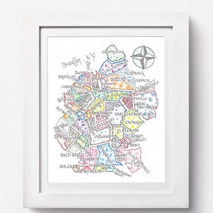 Brooklyn Neighborhood Map: Brooklyn Map Print, Neighborhoods of Brooklyn Art, Bayridge Map, New York City Burroughs Map