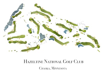 Hazeltine National Golf Club: Golf Course Map, PGA Championship,  PGA Golf Map, Watercolor Course Map, Golf Course Gift, Golf Gift for Him