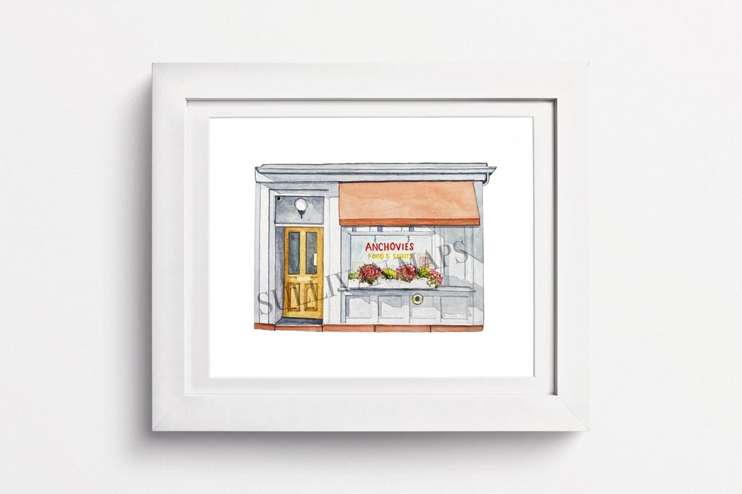 Anchovies Boston Boston Bar Painting, Anchovies Boston Print, Boston