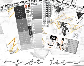 Maggie Full Kit-- Planner Kit, Decorative Stickers, Planner Stickers, Marble/Chic/Minimal Kit