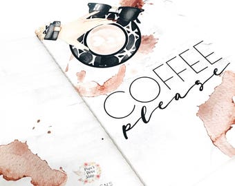 Coffee Please CUSTOM May Designs Notebook-- LIMITED One of a Kind Notebook! Marble/Coffee Notebook