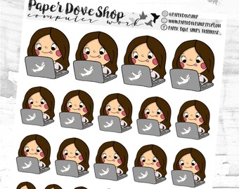 Computer Work-- Planner Stickers, Decorative Stickers, Computer Stickers