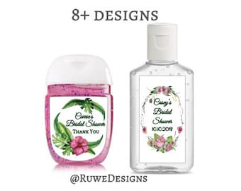 Customized hand sanitizer Labels for Tropical - Summer - Floral themed favors