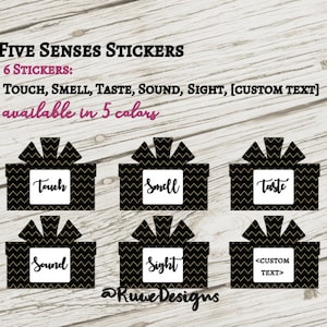 Custom Five senses gift labels/stickers