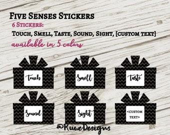 Custom Five senses gift labels/stickers