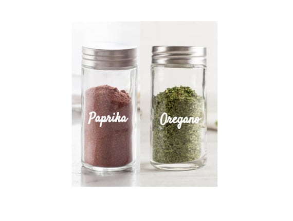 White Print Custom Clear Spice And Pantry Labels Etsy