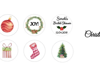 Winter/Christmas-themed Customized Hershey Kisses Labels - Set of 108 Stickers