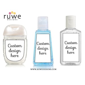 Custom design hand sanitizer Labels for business or party favors image 1