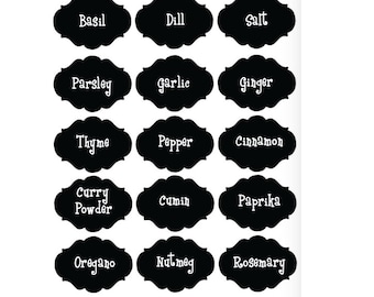 Set of 16 Custom Chalkboard Spice Labels - 1.7" x 1.25"