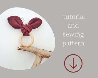 DIY baby teething ring sewing pattern: bunny ears tutorial for beginners (PDF Download)
