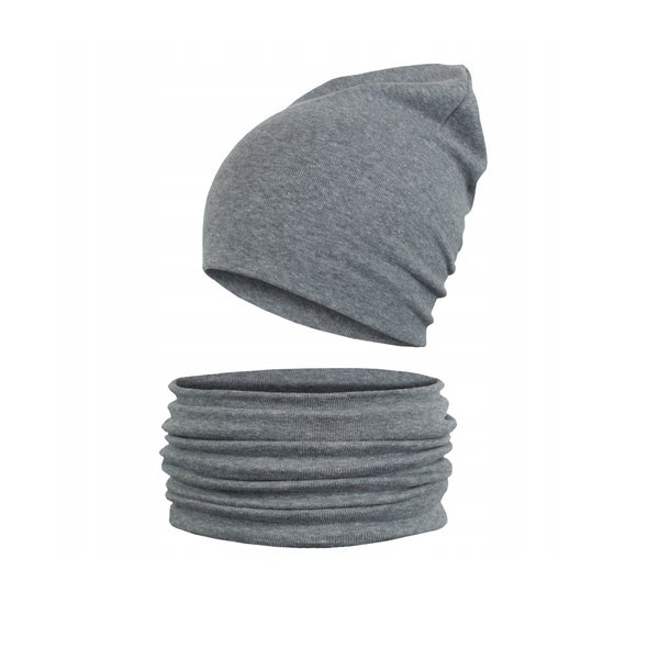 set cappello e scaldacollo in cotone biologico per bambini - colori e taglie - set berretto e sciarpa ad anello in jersey di cotone per bambini per la primavera o l'autunno
