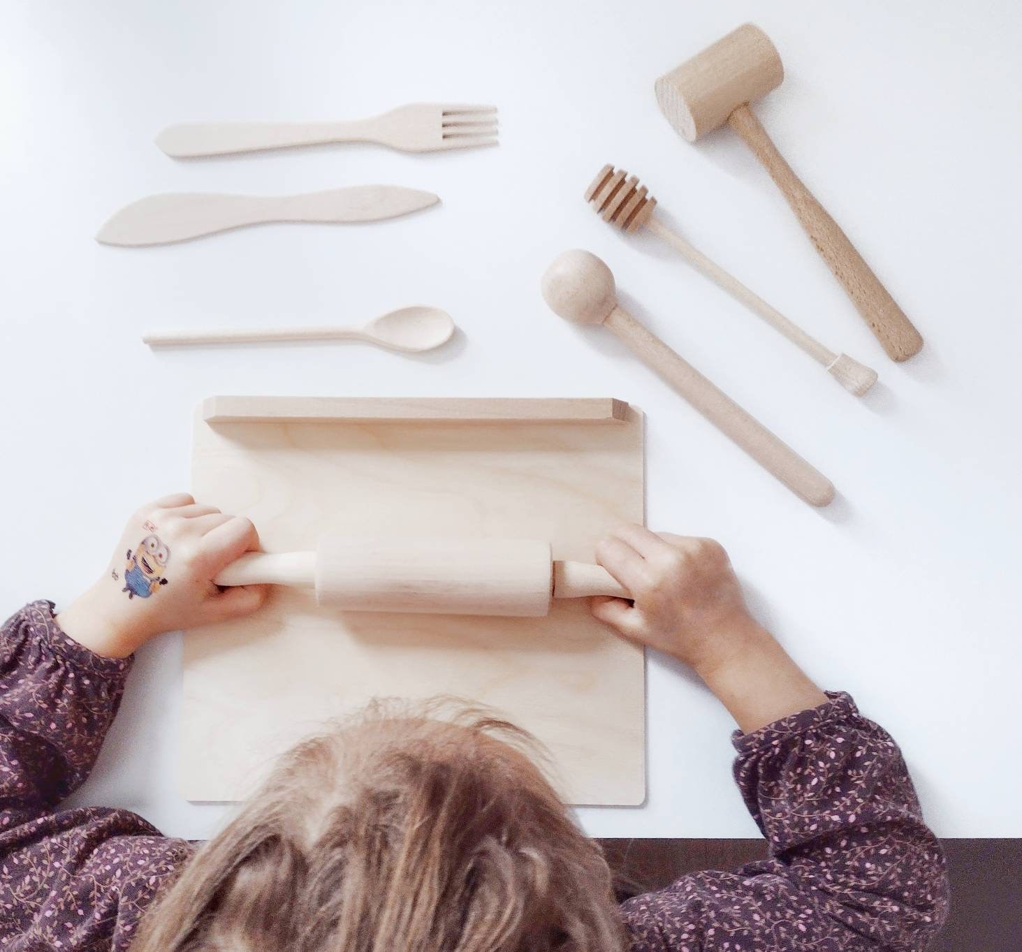 Kids Baking Set for Toy Kitchen, Set of 8 Wooden Utensils, Toddler Cooking  Play Kit, Birthday Gift for Little Chef, Montessori Education 