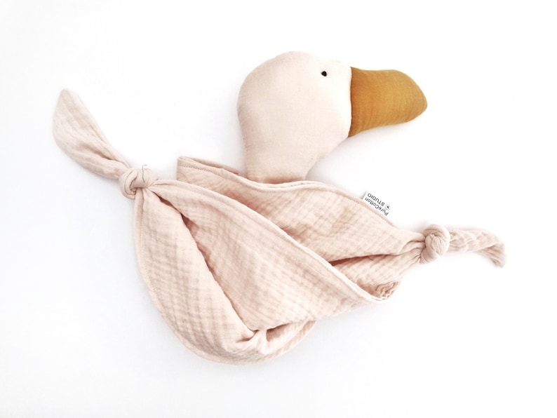 cream goose soft toy cuddle cloth made with organic cotton muslin double gauze