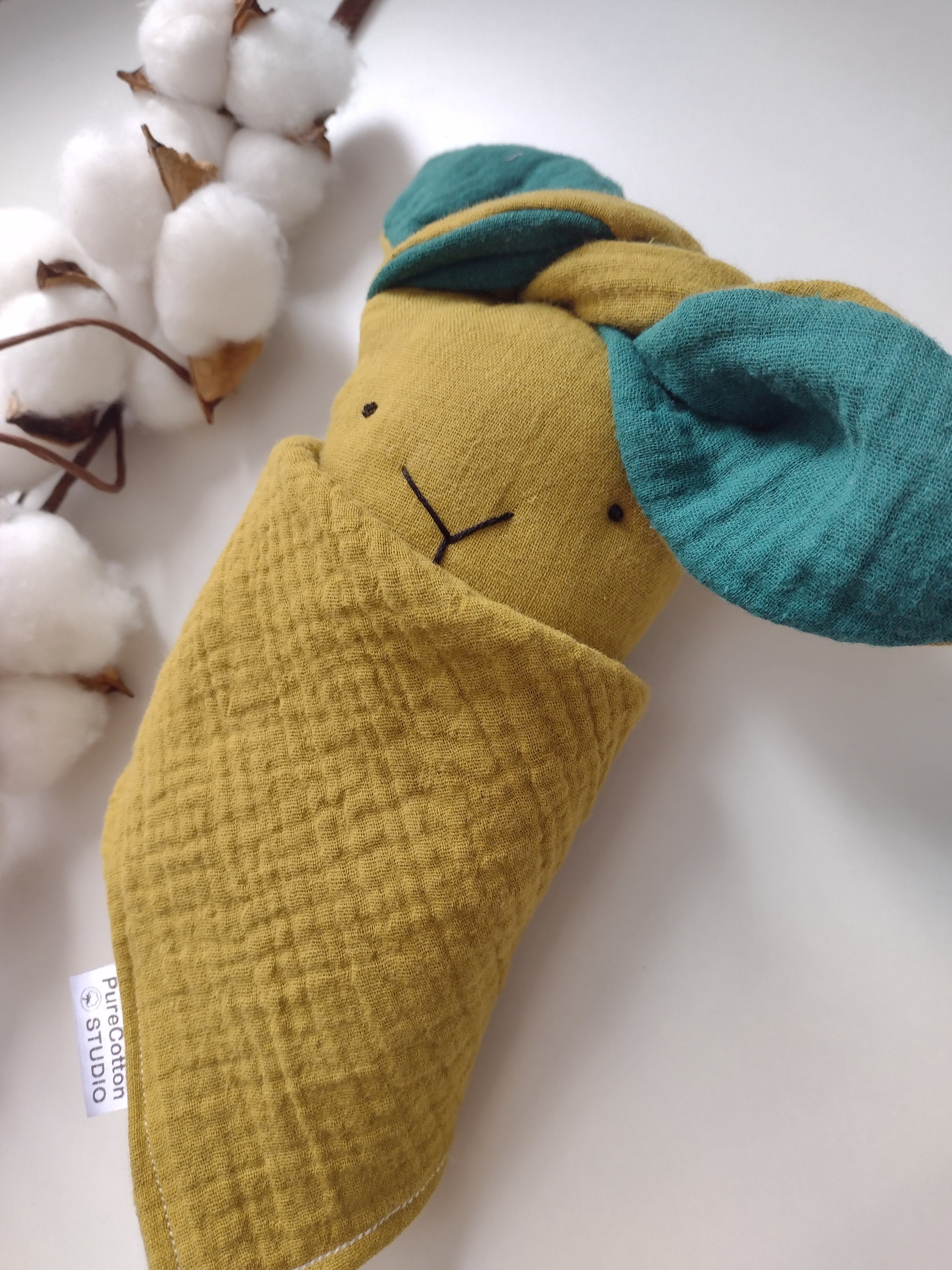 Cuddly Bunny Lovey for Baby First Toy for Newborns Muslin Etsy UK