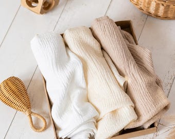 large muslin burp cloths (50x60cm) - gift set of 3 - reusable cotton wipes, organic muslin square comfort blankets