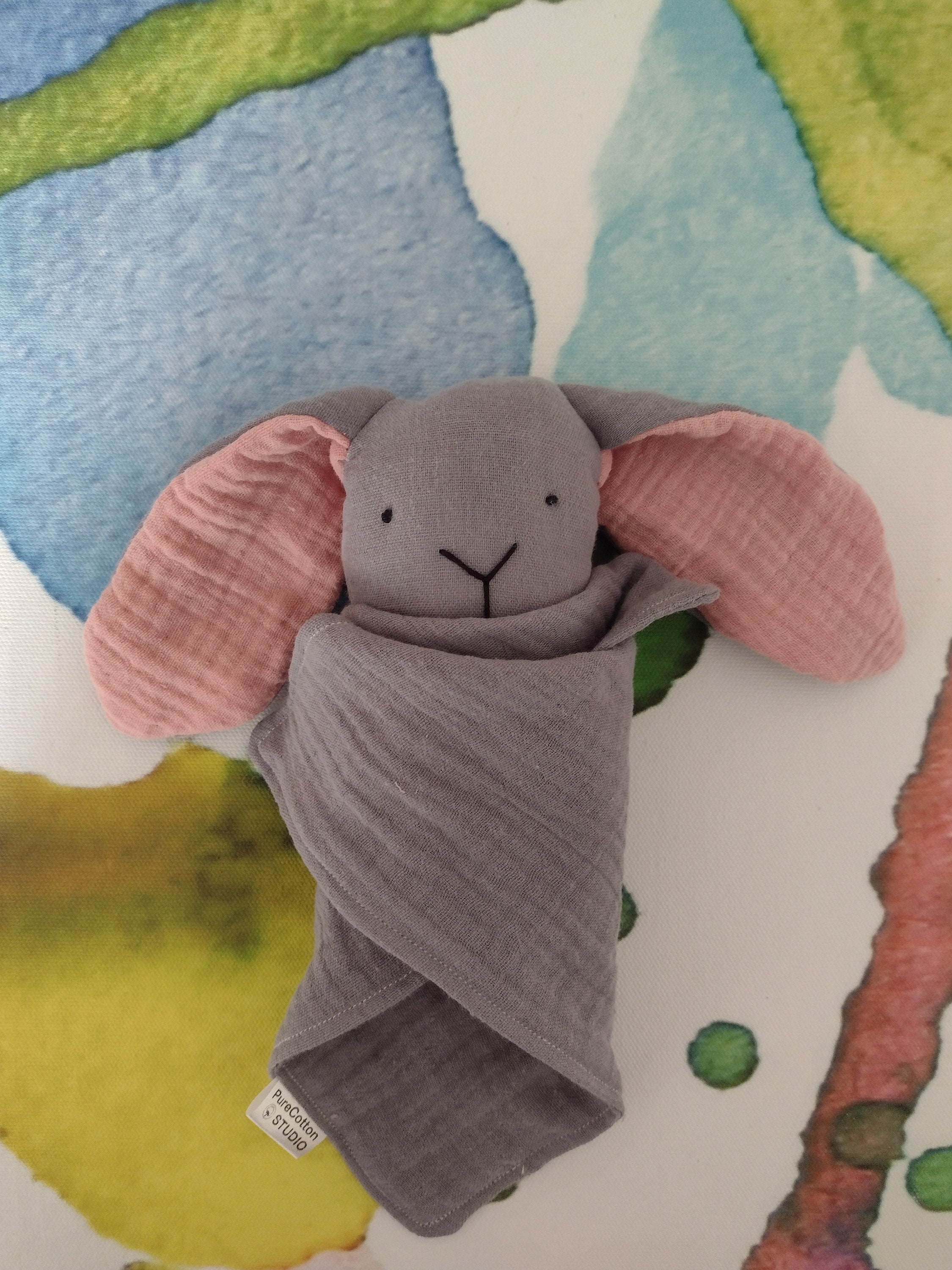 Baby Comfort Blanket LARGE Bunny Comforter Floppy Ears Bunny Rabbit Toy Rainbow Baby Comforter Newborn Bunny Lovey Muslin Cloth Doudou Etsy Canada