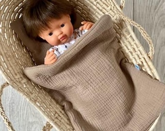 ikea duktig doll bedding set - muslin pillow and duvet playset in variety of colours - custom made to order in any size