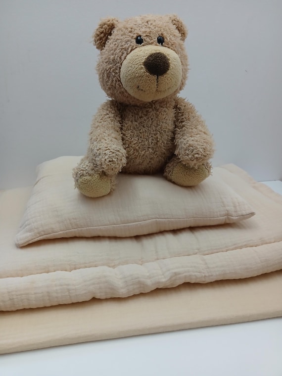 Plain Muslin Doll Bedding Set for Ikea Duktig Bed, 1st Birthday