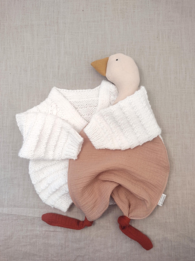 beige mallard duck comfort blanket for baby all natural organic cotton muslin double gauze