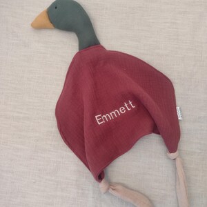 personalized baby security blanket mallard duck with name embroidery