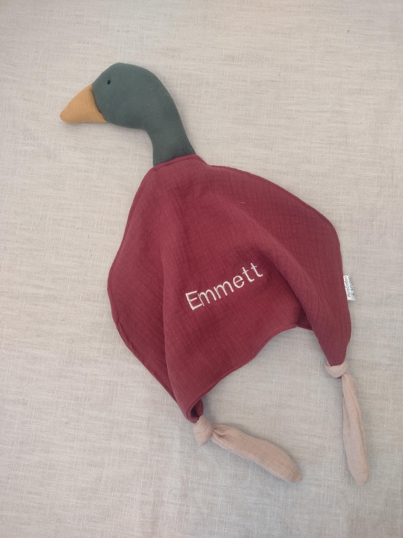 personalized baby security blanket mallard duck with name embroidery