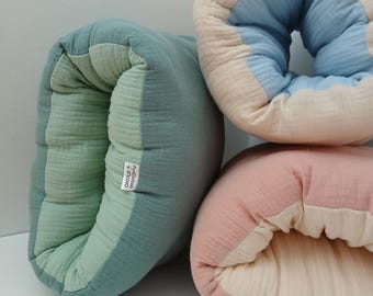 organic mini nursing pillow for on the go, all natural arm slip on cushion for baby feeding, compact travel pillow for breastfeeding support
