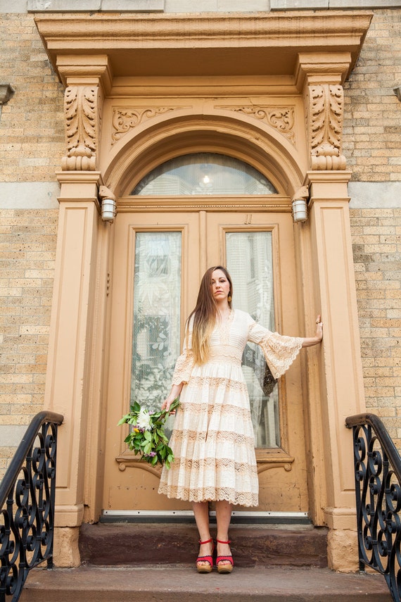 Seventies Mexican Wedding Dress in Ivory