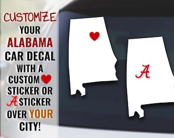 LOVE ALABAMA State Pride Vinyl Decal - Car Window Bumper Sticker For Cars, Laptops, Tools