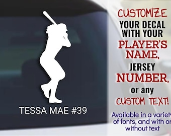 Softball Player's Silhouette C Personalized Car Decal