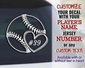 Softball / Baseball Heart Personalized Car Decal