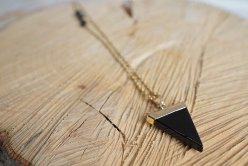Essential Oil Diffusing Necklace with Black Onyx Pendant and Black Lava Beads Available in Gold or Silver