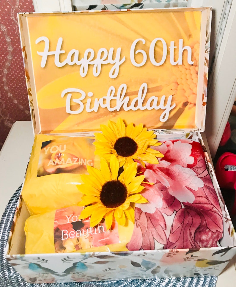 60th Birthday YouAreBeautifulBox 60th Birthday Gift Box for Mom Happy 60th Birthday Gift Basket 60th Birthday Ideas Mom gift boxcustom image 8