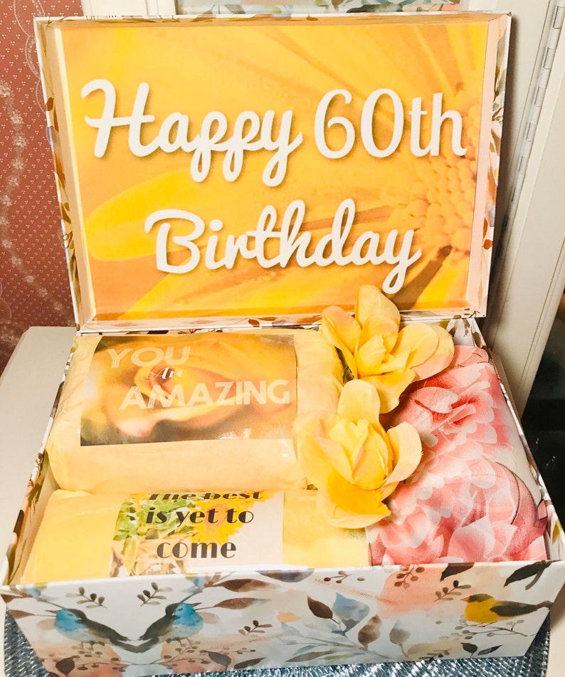 60th Birthday YouAreBeautifulBox 60th Birthday Gift Box for Mom Happy 60th Birthday Gift Basket 60th Birthday Ideas Mom gift boxcustom image 1