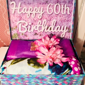 60th Birthday YouAreBeautifulBox 60th Birthday Gift Box for Mom Happy 60th Birthday Gift Basket 60th Birthday Ideas Mom gift boxcustom image 5