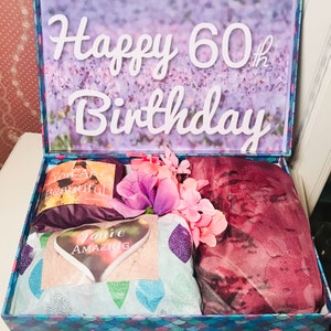 60th Birthday YouAreBeautifulBox 60th Birthday Gift Box for Mom Happy 60th Birthday Gift Basket 60th Birthday Ideas Mom gift boxcustom image 3