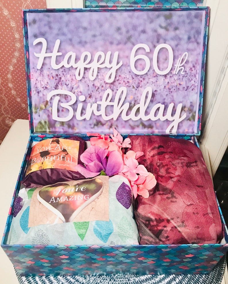 60th Birthday YouAreBeautifulBox 60th Birthday Gift Box for Mom Happy 60th Birthday Gift Basket 60th Birthday Ideas Mom gift boxcustom image 3