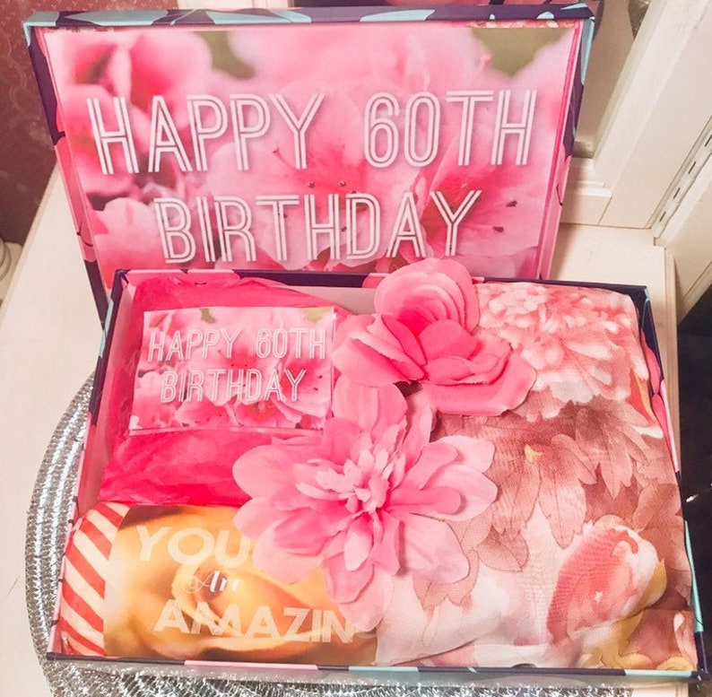 60th Birthday YouAreBeautifulBox 60th Birthday Gift Box for Mom Happy 60th Birthday Gift Basket 60th Birthday Ideas Mom gift boxcustom image 2