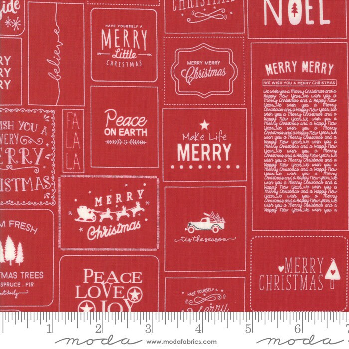The Christmas Card Red Text, Sweetwater, Moda Fabrics, Christmas Fabric