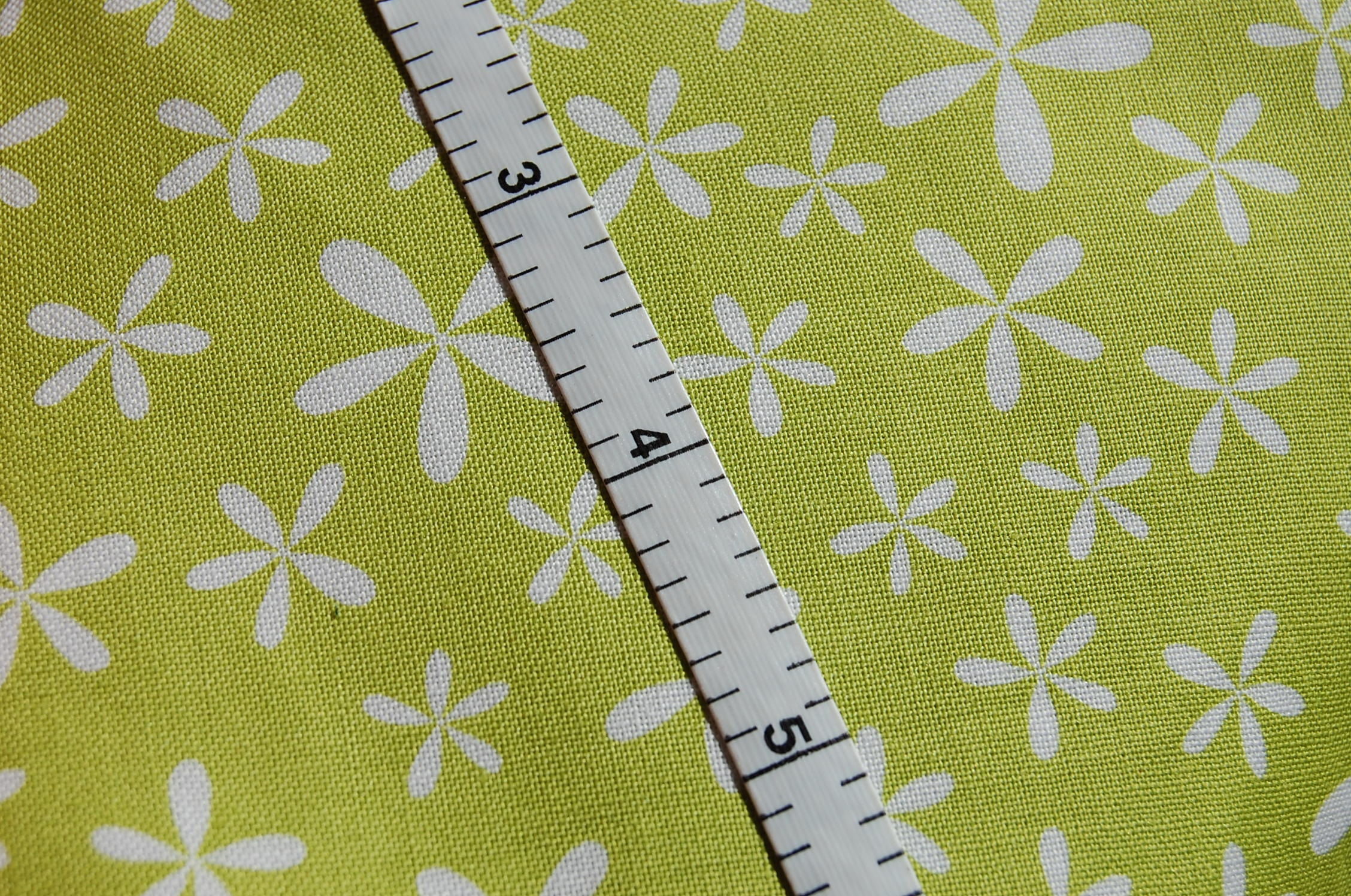 Bright Green Floral Fabric by the Yard, Bright Green Fabric, Daisy