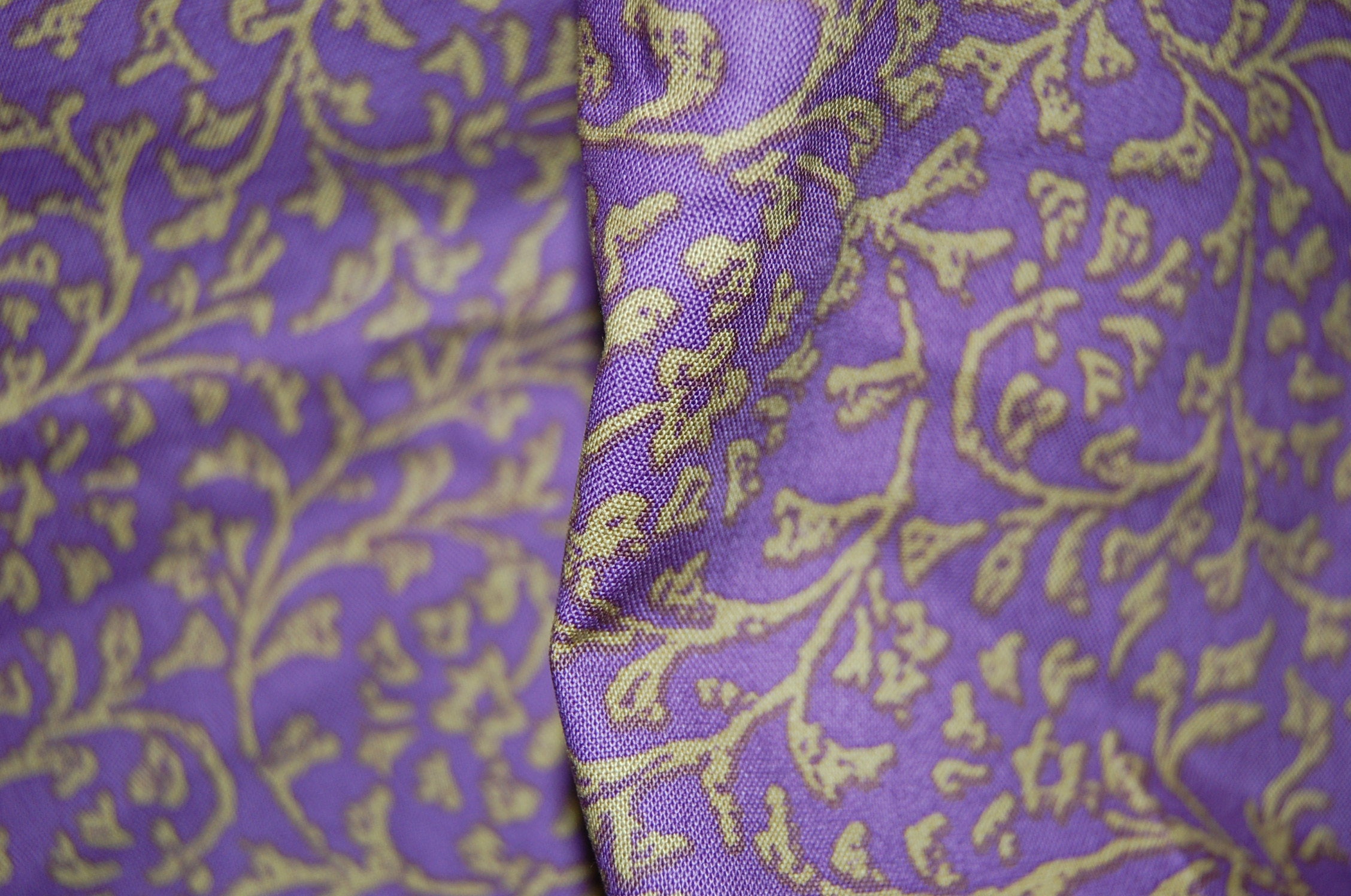 Purple Fabric with Gold Vines, Purple Fabric with Gold Floral, Purple