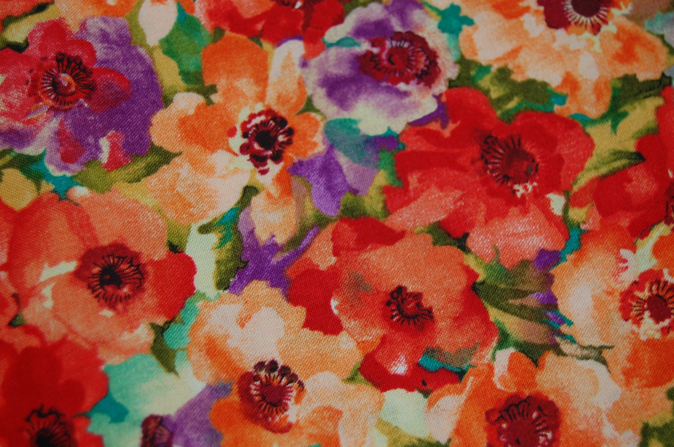 Bright Floral Fabric, Poppy Fabric, Hanover Square by Fabric Freedom